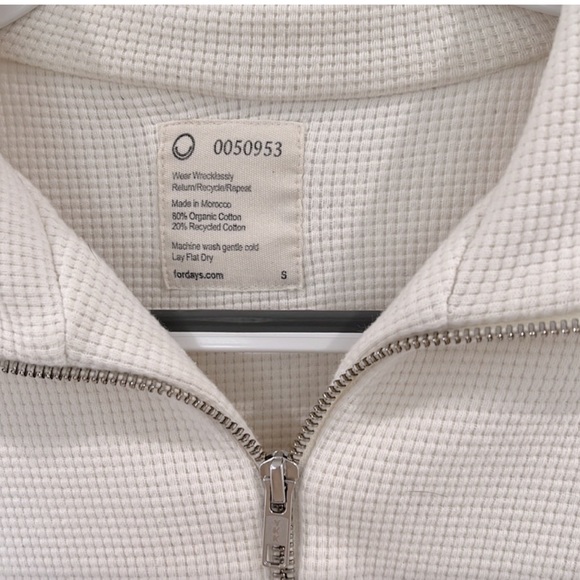 Women's White Half-Zip Sweater organic waffle - Picture 4 of 4